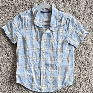 Janie and Jack Blue and Beige Plaid Button Down Shirt